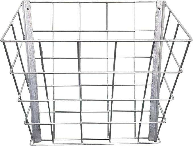 Rugged Ranch Galvanized Steel Livestock Hay Feeder Rack for Goats, Sheep, Horses and Cattle – 21"x16"x12", Silver, Wall-Mounted, Rust-Resistant, Lightweight and Stackable