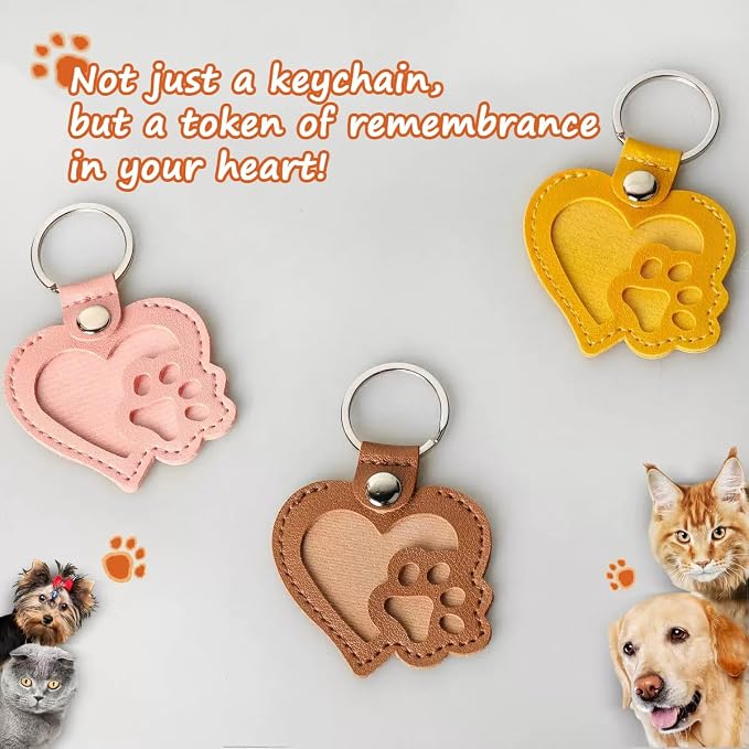 Heart-Shaped Leather Pet Hair Keepsake Keychain