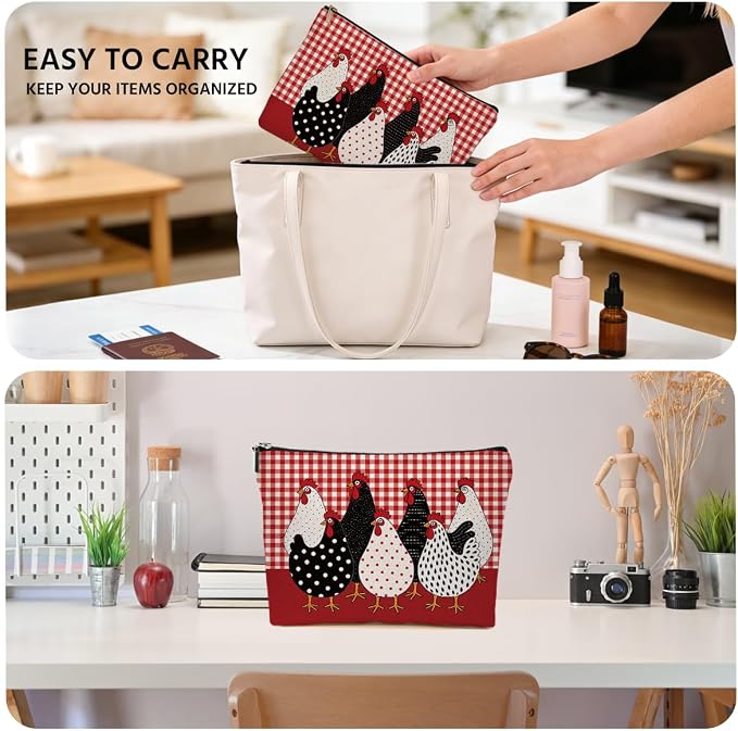 Chicken Makeup Bag, Chickens Gifts Cosmetic Bag Travel Toiletry Bags