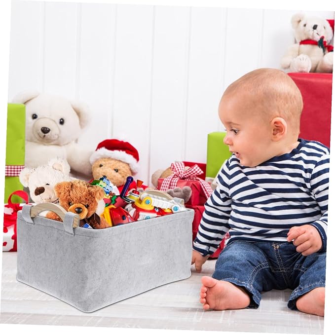Toyvian Sundries Storage Organizer Bin Portable Handle Stylish Container for Pet Toys Clothing and Decorative Storage for Home and Office