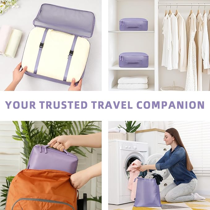 BAGAIL 8 Set Packing Cubes Luggage Packing Organizers for Travel Accessories-Dusty Purple