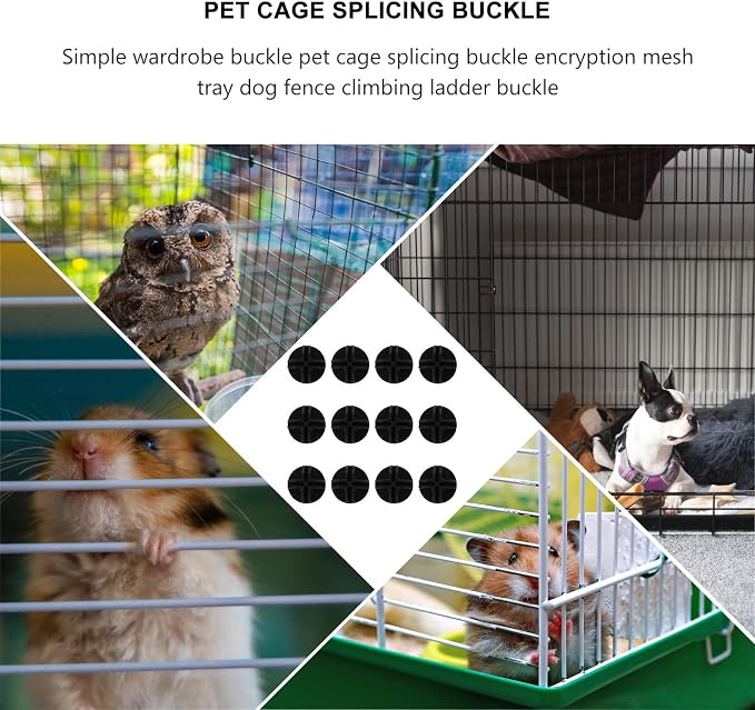 12Pcs Plastic PET Cage Connectors Securely Join Panels Black | Reusable Buckles for Enclosures, Sturdy Fixing Accessories, Portable Household Set, 12 Piece Pack