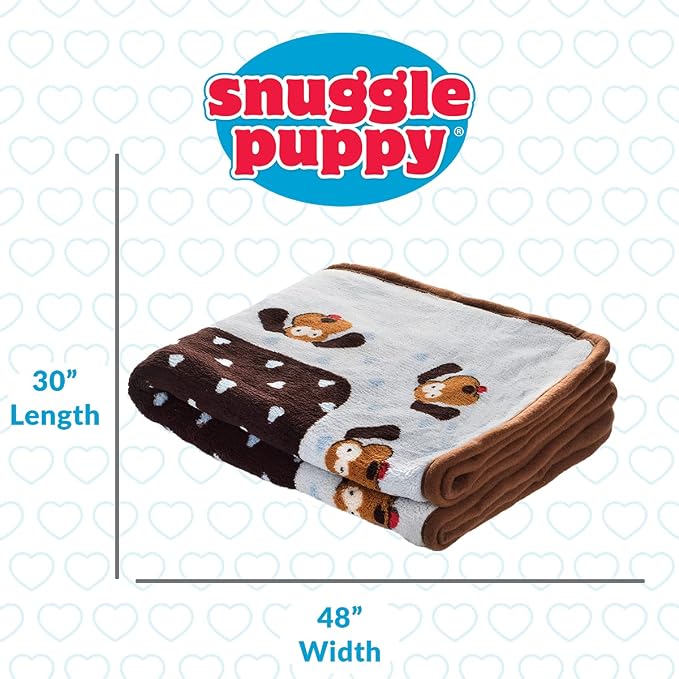 Snuggle Puppy Fleece Blanket for Dogs, Washable, 48 x 30 in - Blue