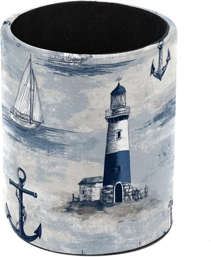 Lighthouse and Anchor Pen Holder, Pencil Cup Marker Brush Holder Desk Storage Case, Desktop Organizer for School Office Home Supplies