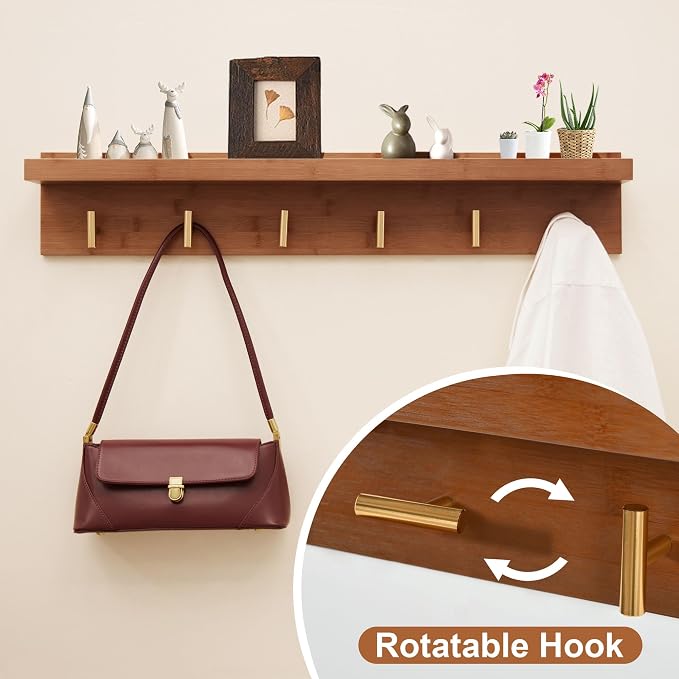 PETKABOO Hall Tree with Bench and Shoe Storage, Coat Rack Shoe Bench Set with Seat Cushion and 6 Hooks for Entryway, Hallway, Living Room and Bedroom