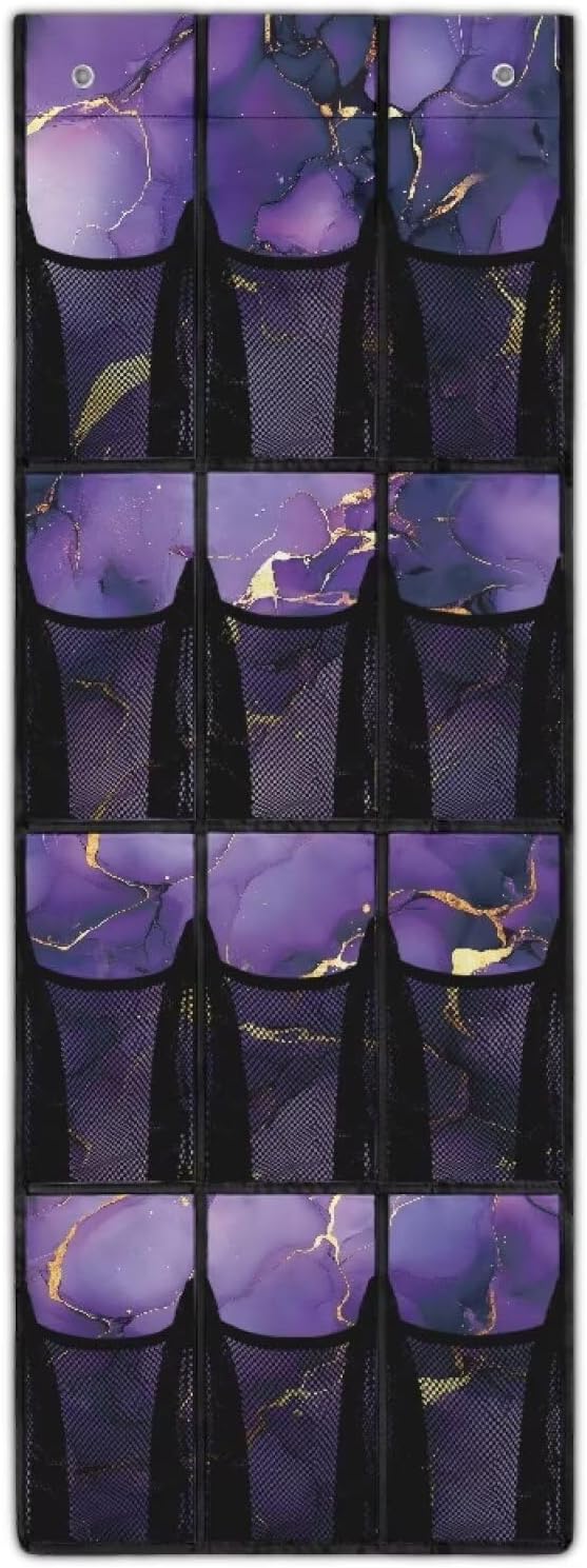 Purple Marble Hanging Storage Bags,Shoe Organizer Door Hanger,Space Saver Hanging Shoe Storage Hanging Bag,Unique Print