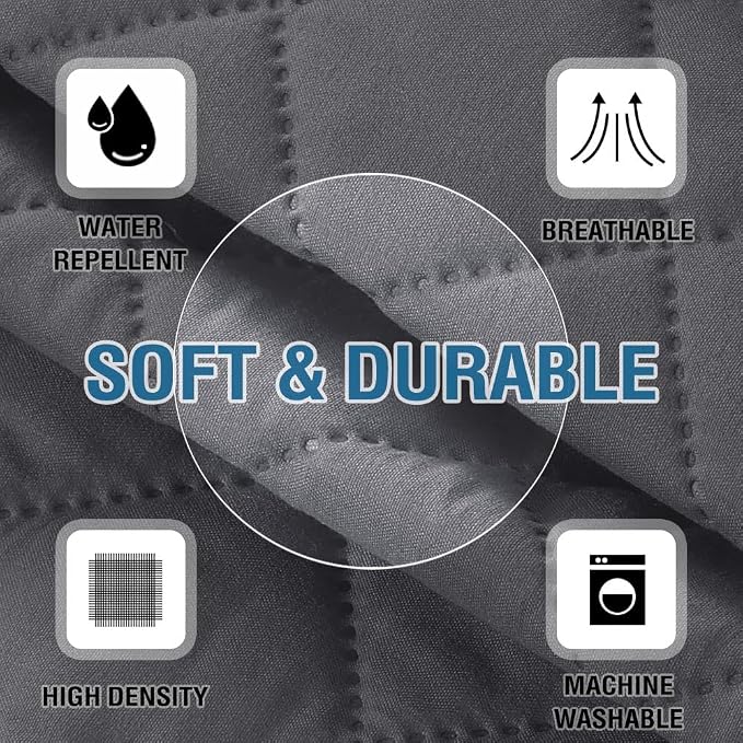 2 Pack Water Resistant Armrest Covers for Chairs and Sofas Couch Arm Covers for Sofa with 3 Pockets for Phone Sofa Arm Protector for Pets, Cats (Gray)