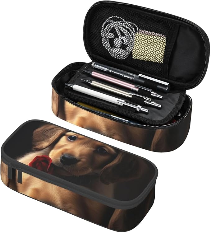 Cute Pet Dog Pencil Case Large Capacity Pencil Pouch With Zipper Portable Pen Bag Organizer Waterproof Cosmetic Makeup Bag For Women Men