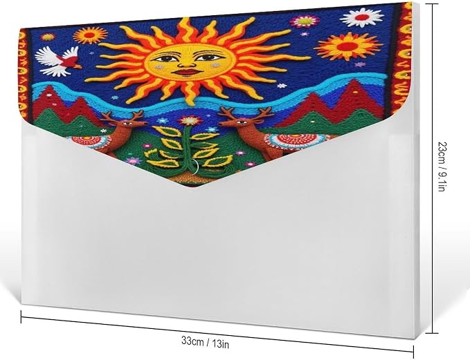 Waterproof Oaxaca Mexico Mexican Mayan Tribal Art Folders for Documents, Paper Receipt Bill Filing Organizer, Folder with Snap Button