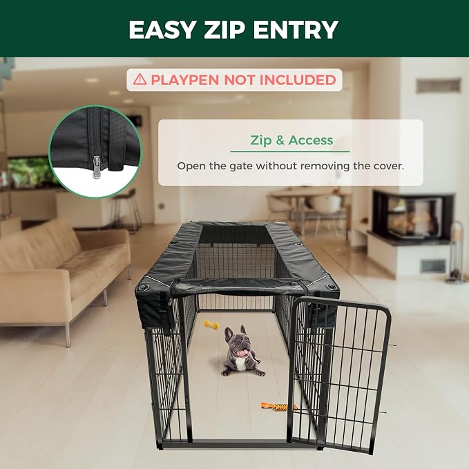 FXW Mesh Top Cover for 32"/40"/45" H 6-Panel Dog Playpen, Rectangle | Helps Deter Jump-Outs, Tear-Resistant, Quick Setup, Compact Storage, Fits FXW Only, Playpen Not Included