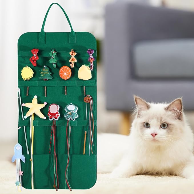 Cat Teaser Toy Storage Bag for Indoor Cats Foldable Pet Supplies Organizer Pet