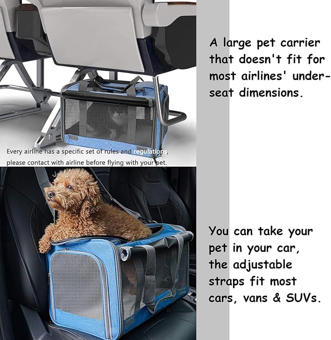 GAPZER Pet Carrier for Large and Medium Cat, Soft-Sided Pet Crate for Puppy | Dog Collapsible Travel Kennel Bag Privacy Protection, Big Kitty 20 pounds Carrying Cage Portable Home Outdoor Taxi Carseat