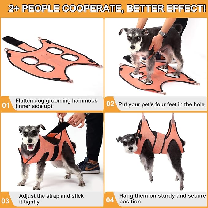 Kkiimatt Dog Grooming Hammock,XXS Pet Grooming Harness for Extra Small Dogs,Hanging Harness for Nail Trimming,Dog Nail Hammock,Grooming Sling Holder with Wide Strap on Pet Restraint Bag