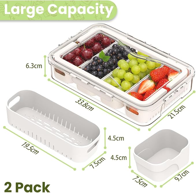 2 Pack Charcuterie Container with 12 Compartments White