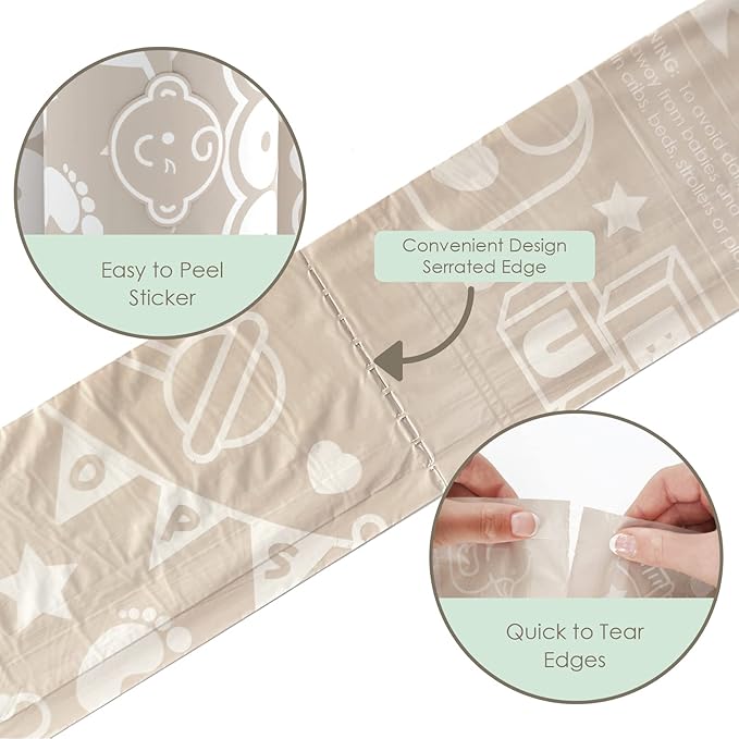Diaper Disposal Bags (90 BAGS in TOTAL) | VANILLA SCENTED Baby Poop Baggies (6 Refill Rolls 9 x 13in) | Leak Proof Nappy Trash Bag for Quick Changes on the Go