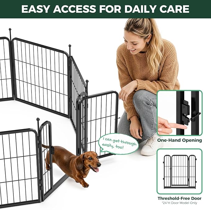 FXW Rollick Dog Playpen, Indoor, Yard & RV Camping, 24" H, 8 Panels | Easy setup, Heavy-duty, DIY layouts, Walk-through gate, for Puppies & Small Dogs, Patented