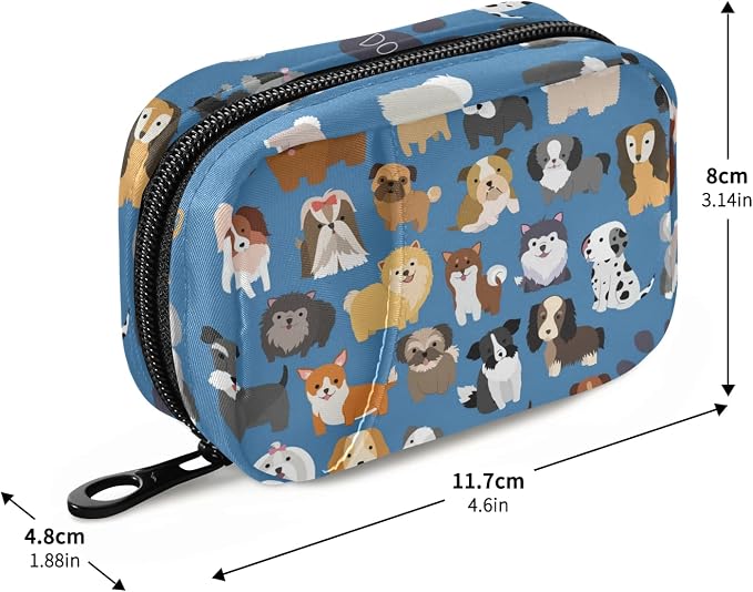 Naanle Cute Puppy Dog 7 Day Pill Case - Travel Organizer Bag With Zipper, Portable Weekly Compact Size for Vitamin Supplement Holder