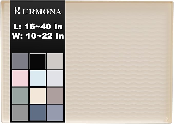 URMONA 31 x 22 in Waterproof Silicone Under Sink Mat, Cabinet Protector | Light Cream , Under Kitchen Sink Mat, Kitchen Cabinet Liner, Bathroom Sink Protector, Pet Food Mat and Cat Litter Mat