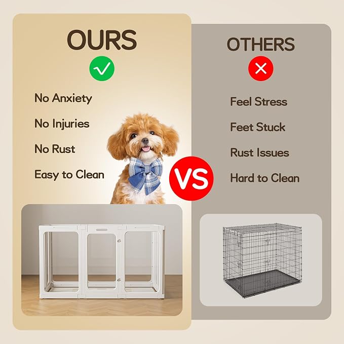 Jalove 30" H Clear Acrylic Dog Playpen Indoor, Easy Assemble Whelping Crate | Ideal for Small to Medium Dogs,Puppy Rabbit Ferret Transparent Pet Pen, Kennel Cage Enclosure, White, 10PCS