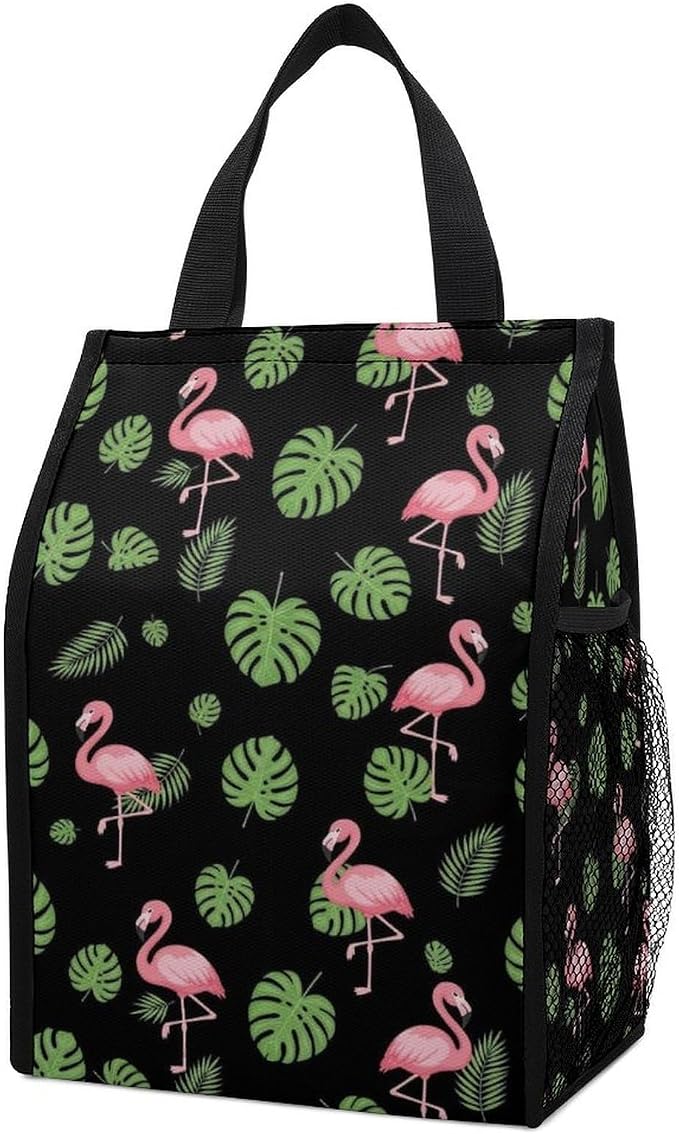 Reusable Insulated Lunch Bags, Compatible with Tropical Palm Tree Leaves Banana Green Leaf Cute Retro Flamingo Lunch Box Container Bag Portable Travel Picnic Thermal Cooler Totes