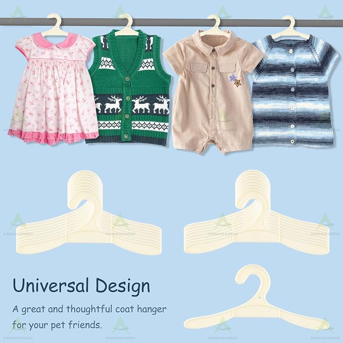 Pack of 40 Pet Apparel Hangers Plastic Cat Dog Clothes Hangers | Space-Saving Coat Hanger, for Pets Organizing Clothing