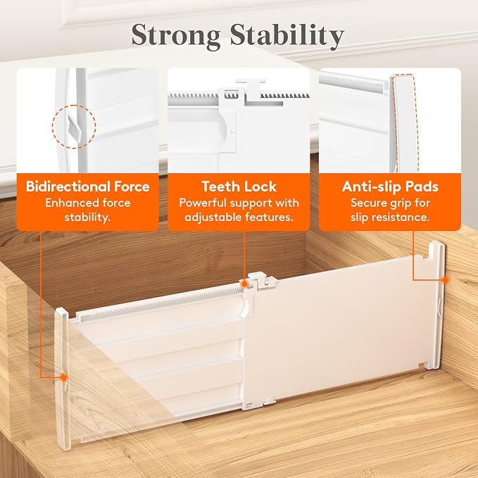 Lifewit 6" Tall Drawer Dividers, Adjustable Deep Drawer Organizer Clothes | 12 Pack 11.5"-18.5" Expandable White Plastic Separators for Dresser, Kitchen, Cabinet, Closet, Office Organization & Storage