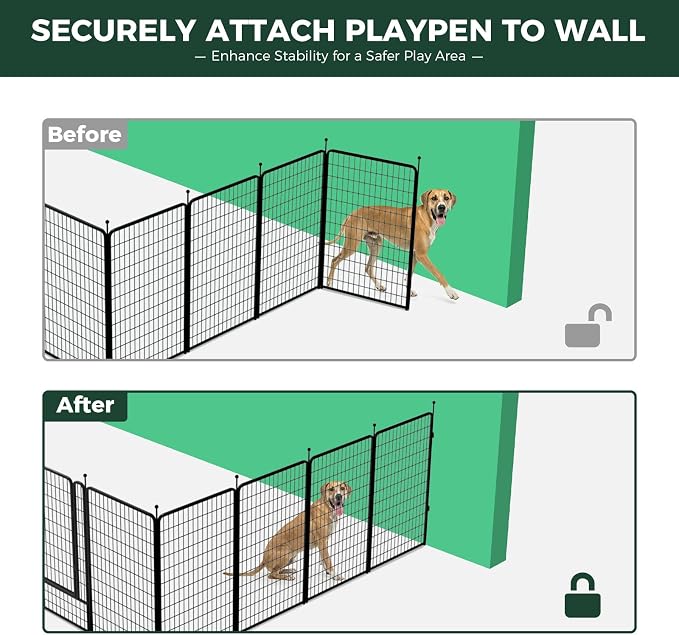 FXW Rollick Dog Playpen with Fence-to-Wall Anchors, 50"H, 16 Panels | Heavy-Duty & Easy setup Play Area, Flexible Boundaries, Indoor & Yard, For Ultra Large Dogs, Patented