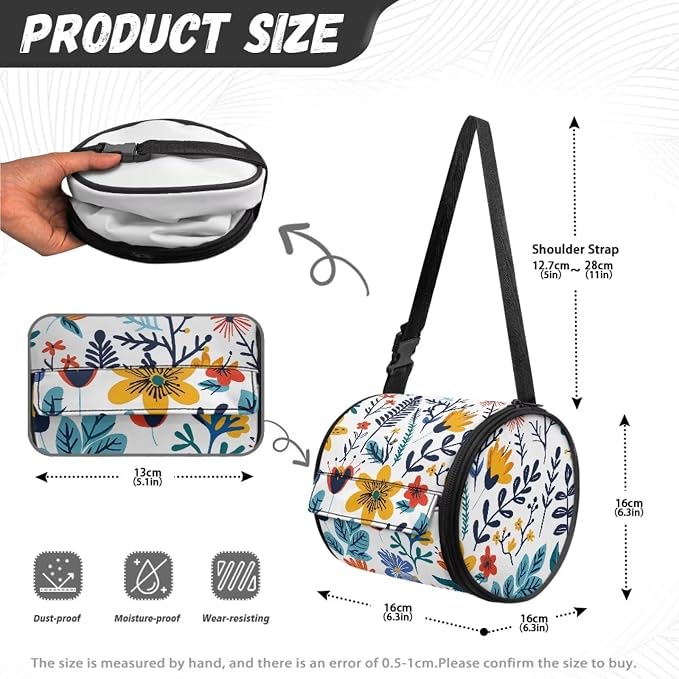 Hanging Paper Tower Holder Wall Mounted Cylinder Toilet Paper Roll Storage Holder with Adjustable Strap Easy to Install 6.3 * 6.3 * 6.3 Inch,Blooming Flower