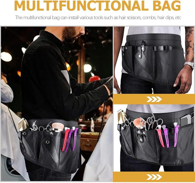 VALICLUD Waist Bag Canvas Hairdresser Scissor Organizer Black | Waterproof Storage Areas, Adjustable Buckle, Simple Appearance for Salon Tools