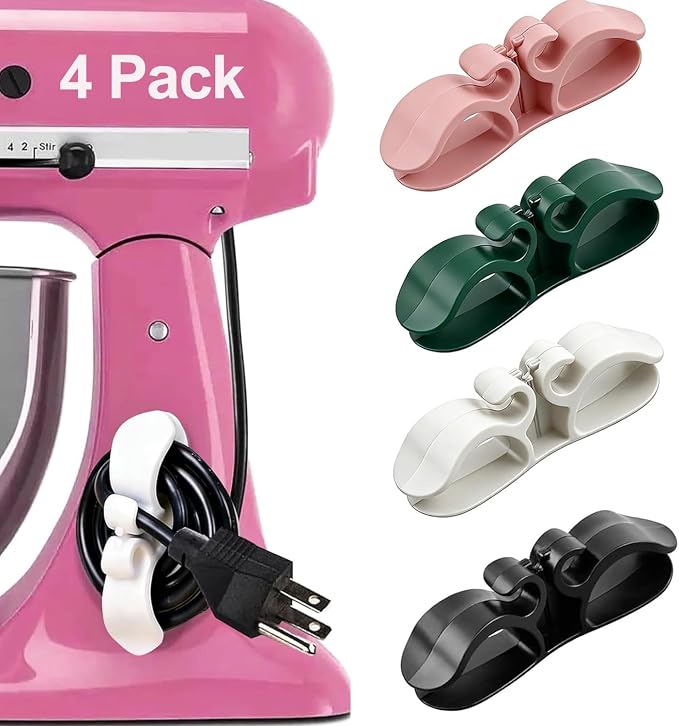 Cord Organizer for Appliances, 4 Pack Multicolor Upgraded Kitchen Appliance Cord Organizer Stick on Appliance that No Matter Whether Flat or an Arc Surface