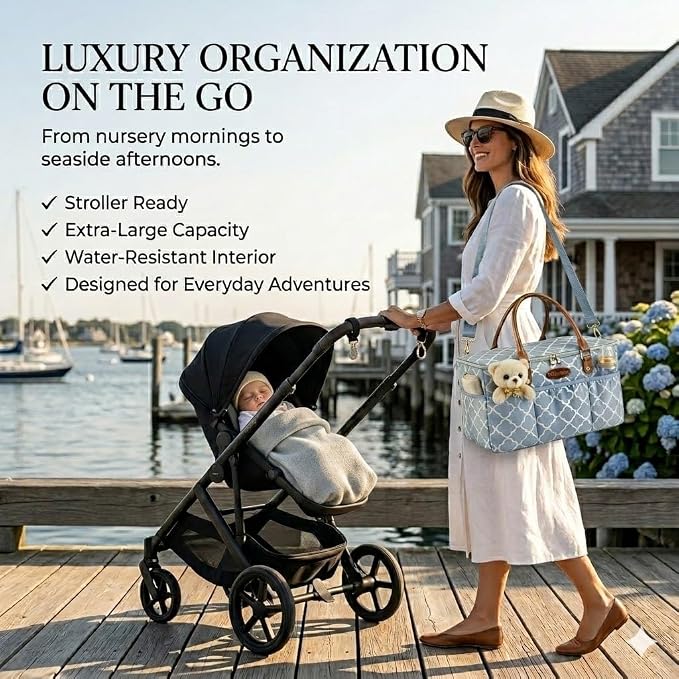 DOKUS & CO Luxe Diaper Caddy Organizer, Extra Large Collapsible Nursery Storage Tote for Baby Essentials & Travel