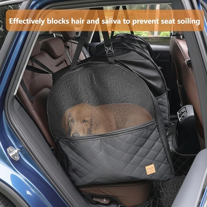 Soft Sided Collapsible Dog Crate for Car - XL Portable | Collapsible dog car crate folds small Secure straps for back seat, SUV & trucks. Portable for multiple dogs, area restriction