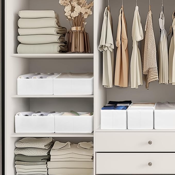 Drawer Organizer Clothes, 21 Pack Dresser Organizer for Baby Clothes, Underwear, Sock- Foldable Closet Organization and Storage Dividers Bins for Nursery, Bedroom (White)
