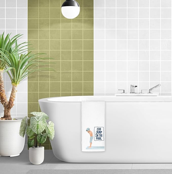 Kids Hand Towels Decorative, Boys Bathroom Decor, Go Jump in The Pool Hand Towels for Swimming Kids Bathroom Washroom Decor, 16x24 Inch