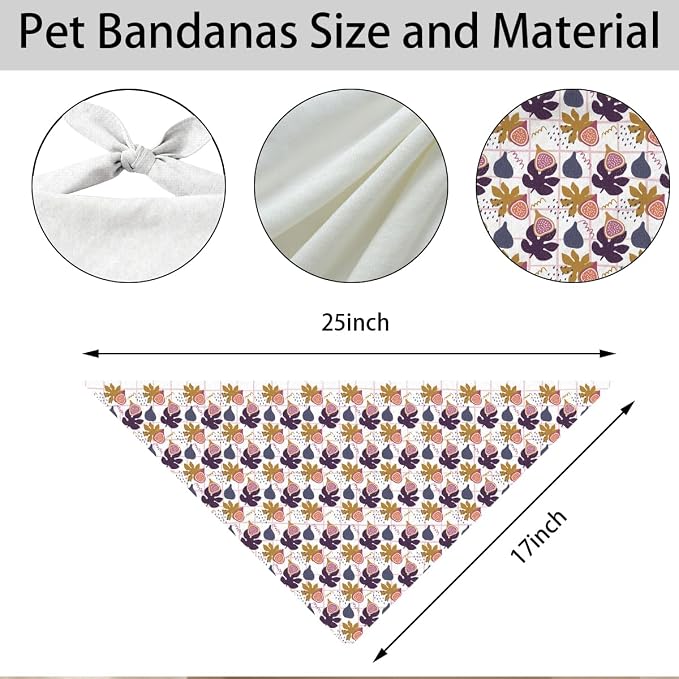 Fig Dog Bandana, Fruit Pattern Pet Triangle Scarf for Small Medium Dogs, Cute Puppy Bandana for Daily Wear Walks Picnic Birthday Party Family Photos
