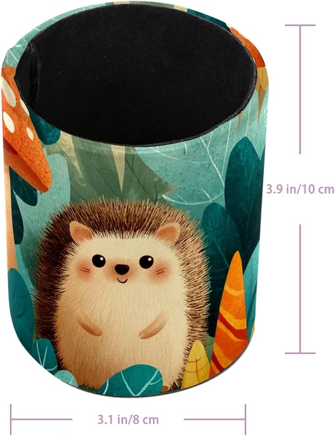 Cute Hedgehog Pen Holder, Pencil Cup Marker Brush Holder Desk Storage Case, Desktop Organizer for School Office Home Supplies