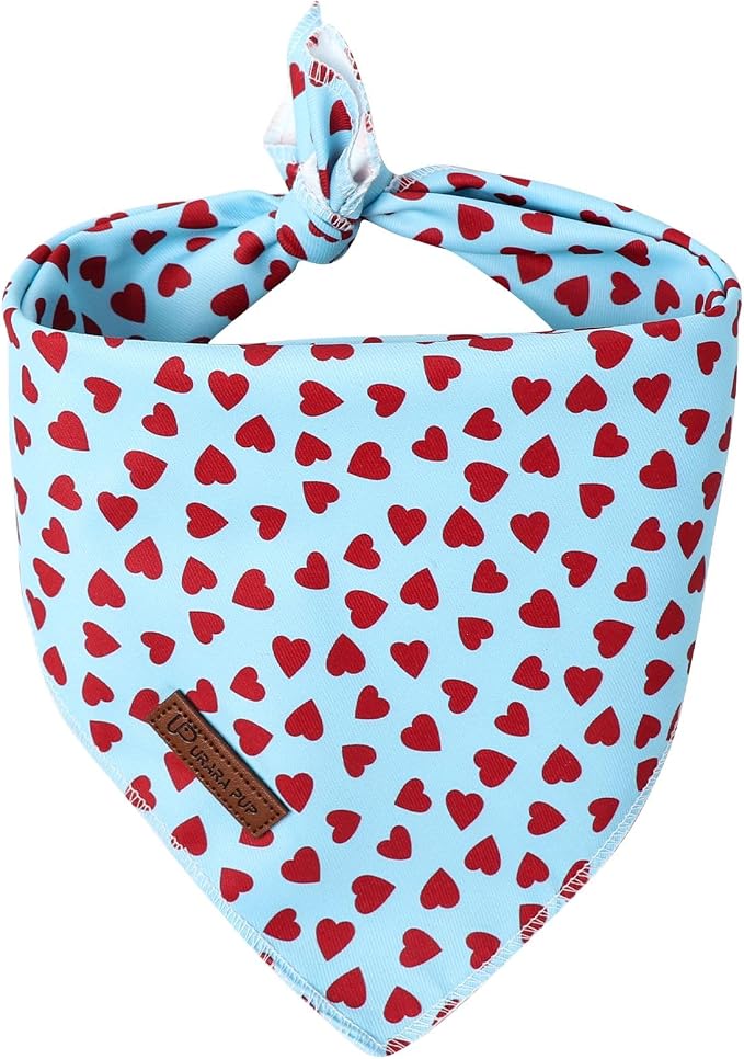 Valentine's Dog Bandana, UP URARA PUP Soft Cotton Adjustable Pet Scarf for Small, Medium, and Large Dogs, Cute and Comfortable Dog Accessory,S