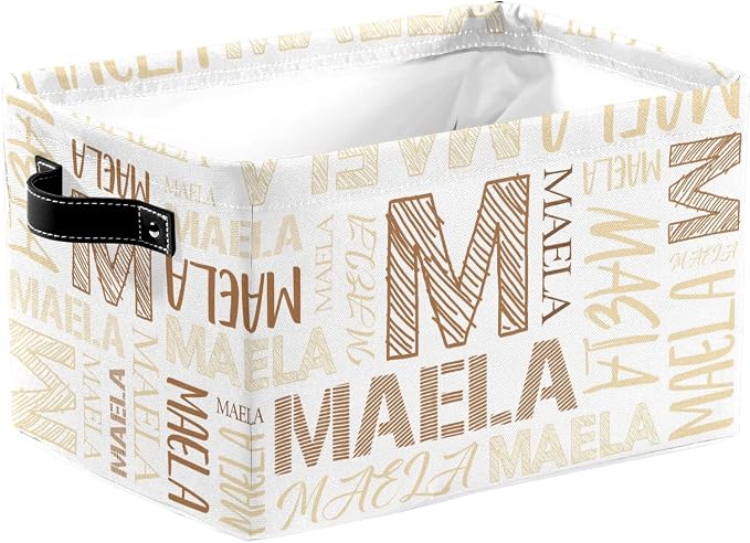 Foldable Personalized Storage Box for Boys Girls with Name Waterproof Kids Custom Storage Bin Baskets Cube Boxes Organizer with Handles for Organizing Shelf Closet, 1 Pack