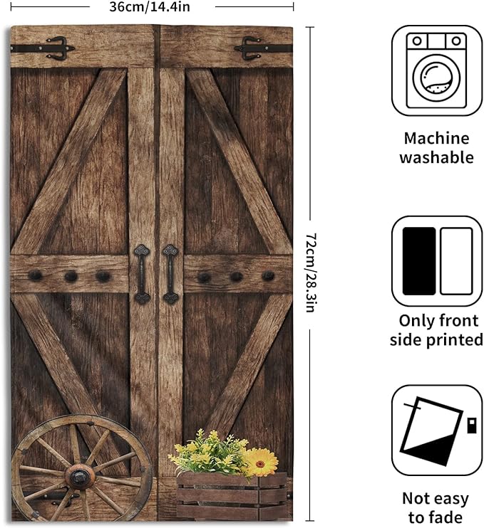Giwawa Rustic Barn Door Hand Towels Set of 2 Brown Wood Fingertip Towels Soft Absorbent Towels for Bathroom Kitchen Yoga Gym Decorative