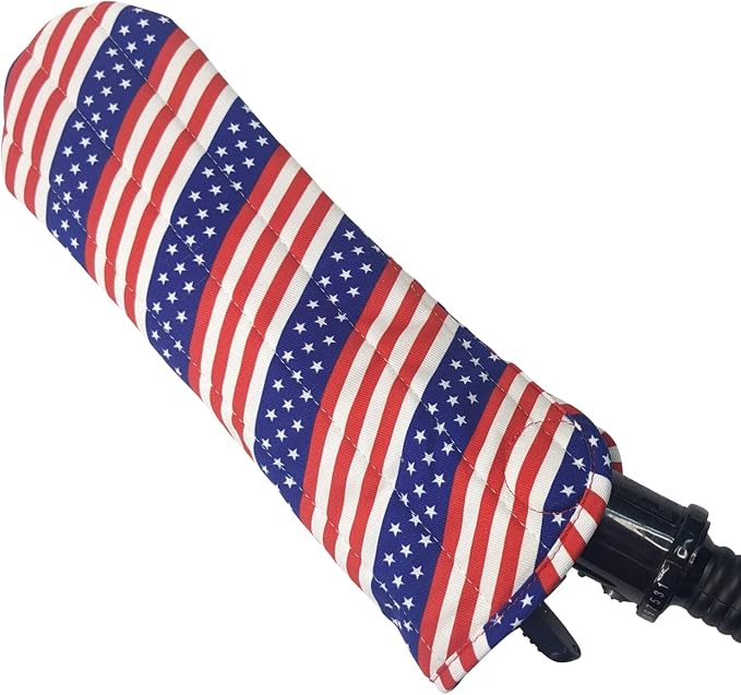 Case/Cover [Heat Resistant] for Curling Irons, Flat Irons or Straighteners, and Styling Irons, Silicone Coated Lining and Quilted Cotton Pouch for Travel, Gym, or Home [USA Flag]