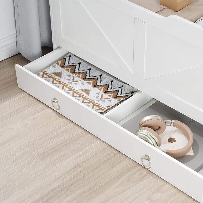 HOOBRO Storage Chest, 39.3" Toy Chest with Drawer, Wooden Storage Bench, Sturdy Entryway Bench Supports 220 lb, Shoe Bench, Safety Hinge, U-Shaped Opening, Easy Assembly, White WT710CW01G2