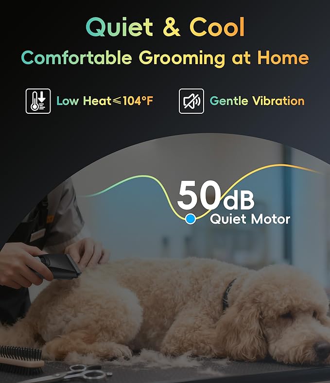 FENICE PEAK Dog Grooming Clippers for Thick Heavy Coats 3 Speeds Low Noise Pet Grooming Kit Cat Eletric Clipper with 10FC Ceramic & Stainless Steel Blade,Black