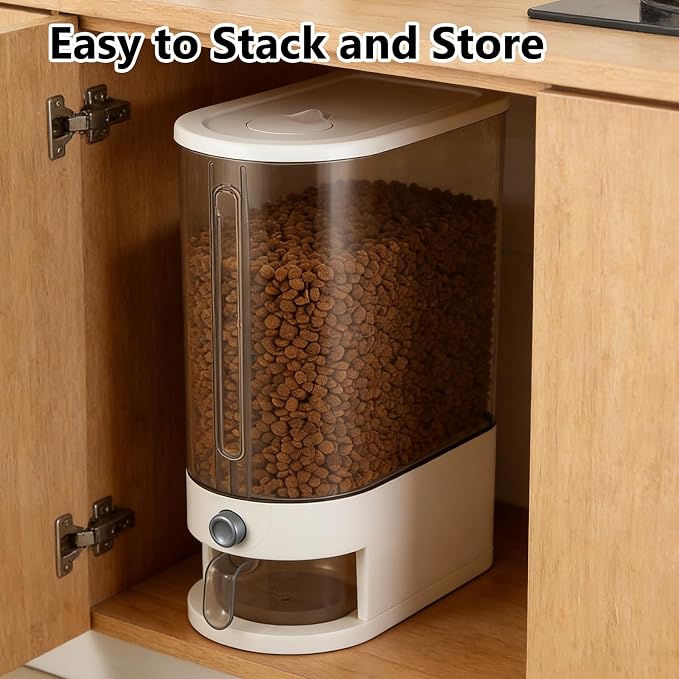 Pet Food Storage Container with Lid & Scooper Press to Dispense Clear Airtight Cat Food Storage Container Dog Food Storage Container BPA Free Store Dry Food Dog Treat Container for Kitchen Pantry