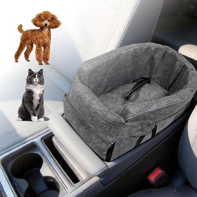 Car Center Console Pet Bed for Rolls-Royce Cullinan SUV 2018-2026 Portable Foldable Small Dog & Cat Carrier for Armrest with Safety Leash Side Pocket