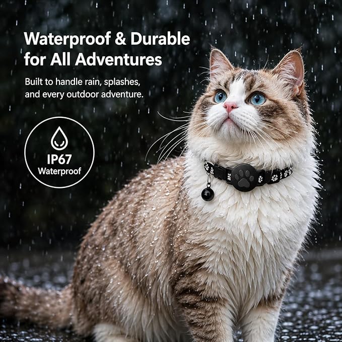 Pet Tracker,GPS Collar for Cats,Smart tag,Waterproof Compatible with Find My,No Monthly Fee,Advanced Tracking Solution Smart Collar for Pet Safety Ideal Small Large Cats(iOS User)