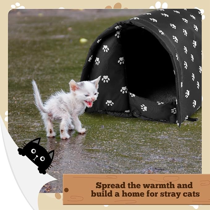 3 Pcs 23.62" x 16.93"x 15.75" Cat Houses for Outdoor Cats Bulk Weatherproof Waterproof Rainproof Foldable Cotton Insulated Feral Dogs Tent Shelter Pet Beds for Warm Outdoor Indoor Garden 2 2kg Kitten