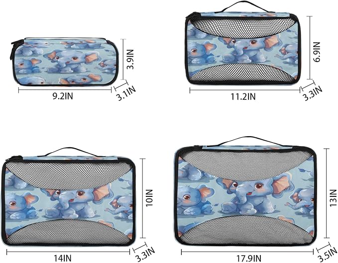 Packing Cubes for Travel, Elephant Travel Luggage Packing Organizers for Women Men, Large Custom Toiletries Bag for Cosmetics Toiletries, Wild Elephant