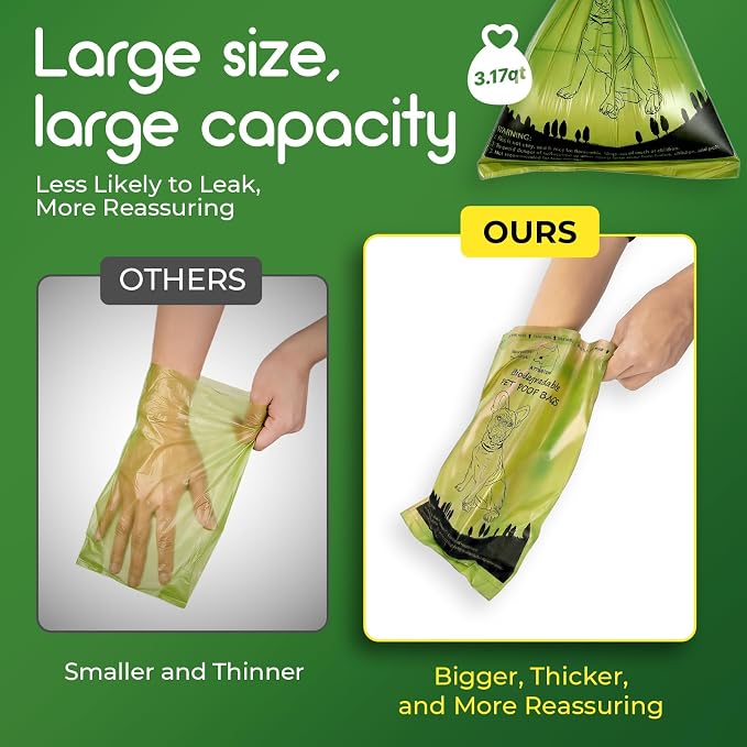 ATIFBOP Biodegradable Dog Poop Bags Rolls 360 Count Scented, Leak Proof and Extra Thick Waste Bag Refill (Scented) | Strong & Extra Thick 9×13 Inch Refill Bags for Dog Walks, Cat Litter Cleanup, Baby Diaper Disposal & Everyday Carry