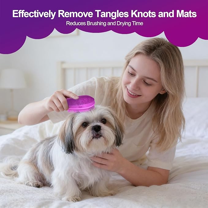 Small Dog Brush- Grooming Tool for Teddy, Yorkies, Maltese, Shih Tzu, Chihuahua - Puppy Hair Brush (Glitter Rose Red)