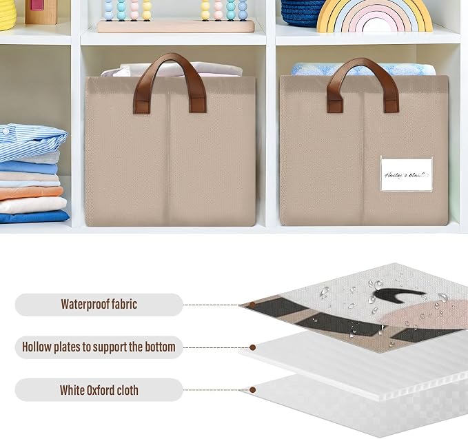 Cute Happy Zebra Brown Animal Storage Basket for Baby with Handles&Label Rectangular Waterproof Nursery Storage Bins Collapsible Organizer Baskets for Kids Cloth Gift Toys Laundry Shelf